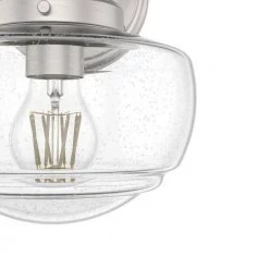 Saddle Creek 1-Light Brushed Nickel Wall Sconce with Clear Seeded Glass Shade by Hunter 10 Saddle Creek 1-Light Brushed Nickel Wall Sconce with Clear Seeded Glass Shade by Hunter -Hunter Sales brushed nickel hunter vanity lighting 19140 40 1000