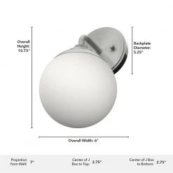 Hepburn 7 in. Brushed Nickel Sconce with Frosted Glass Shade Bathroom Light by Hunter -Hunter Sales brushed nickel hunter vanity lighting 19176 1d 1000