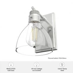 Van Nuys 1 Light Brushed Nickel Wall Sconce with Clear Glass Shade Bathroom Light by Hunter -Hunter Sales brushed nickel hunter vanity lighting 19300 1d 1000