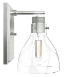 Van Nuys 1 Light Brushed Nickel Wall Sconce with Clear Glass Shade Bathroom Light by Hunter -Hunter Sales brushed nickel hunter vanity lighting 19300 77 1000