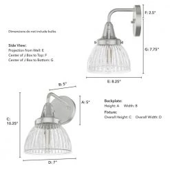 Cypress Grove 1 Light Brushed Nickel Wall Sconce with Clear Holophane Glass Shade Bathroom Light by Hunter -Hunter Sales brushed nickel hunter vanity lighting 19351 66 1000