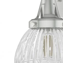 Cypress Grove 1 Light Brushed Nickel Wall Sconce with Clear Holophane Glass Shade Bathroom Light by Hunter -Hunter Sales brushed nickel hunter vanity lighting 19351 a0 1000