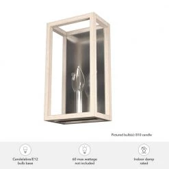 Squire Manor 1-Light Brushed Nickel Wall Sconce with Bleached Wood Frame by Hunter -Hunter Sales brushed nickel hunter vanity lighting 19670 66 1000