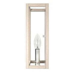 Squire Manor 1-Light Brushed Nickel Wall Sconce with Bleached Wood Frame by Hunter -Hunter Sales brushed nickel hunter vanity lighting 19670 c3 1000