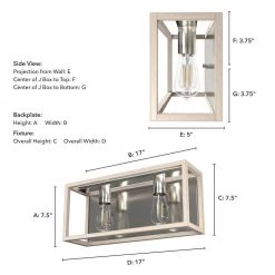 Squire Manor 17 in. 2-Light Brushed Nickel Vanity Light with Bleached Wood Frame by Hunter -Hunter Sales brushed nickel hunter vanity lighting 19672 1d 1000