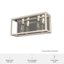 Squire Manor 17 in. 2-Light Brushed Nickel Vanity Light with Bleached Wood Frame by Hunter -Hunter Sales brushed nickel hunter vanity lighting 19672 66 1000