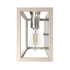 Squire Manor 17 in. 2-Light Brushed Nickel Vanity Light with Bleached Wood Frame by Hunter -Hunter Sales brushed nickel hunter vanity lighting 19672 c3 1000