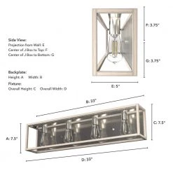 Squire Manor 33 in. 4-Light Brushed Nickel Vanity Light with Bleached Wood Frame by Hunter -Hunter Sales brushed nickel hunter vanity lighting 19676 1d 1000