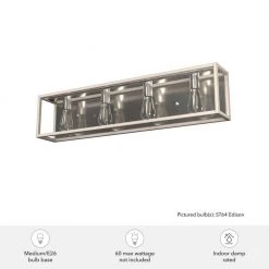 Squire Manor 33 in. 4-Light Brushed Nickel Vanity Light with Bleached Wood Frame by Hunter -Hunter Sales brushed nickel hunter vanity lighting 19676 66 1000