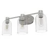 Lochemeade 22.5 in. 3 Light Brushed Nickel Vanity Light with Clear Seeded Glass Shades Bathroom Light by Hunter -Hunter Sales brushed nickel hunter vanity lighting 19708 64 1000