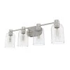 Lochemeade 28.5 in. 4 Light Brushed Nickel Vanity Light with Clear Seeded Glass Shades Bathroom Light by Hunter 1 Lochemeade 28.5 in. 4 Light Brushed Nickel Vanity Light with Clear Seeded Glass Shades Bathroom Light by Hunter -Hunter Sales brushed nickel hunter vanity lighting 19710 64 1000