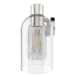 Lochemeade 28.5 in. 4 Light Brushed Nickel Vanity Light with Clear Seeded Glass Shades Bathroom Light by Hunter -Hunter Sales brushed nickel hunter vanity lighting 19710 77 1000