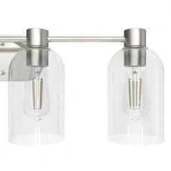 Lochemeade 28.5 in. 4 Light Brushed Nickel Vanity Light with Clear Seeded Glass Shades Bathroom Light by Hunter -Hunter Sales brushed nickel hunter vanity lighting 19710 a0 1000