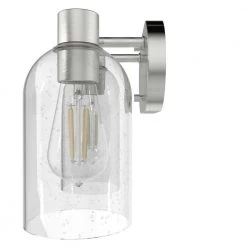 Lochemeade 12.5 in. 2 Light Brushed Nickel Vanity Light with Clear Seeded Glass Shades Bathroom Light by Hunter -Hunter Sales brushed nickel hunter vanity lighting 19778 1d 1000