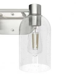 Lochemeade 12.5 in. 2 Light Brushed Nickel Vanity Light with Clear Seeded Glass Shades Bathroom Light by Hunter -Hunter Sales brushed nickel hunter vanity lighting 19778 a0 1000