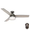 Sentinel 52 in. LED Indoor Brushed Slate Ceiling Fan with Light Kit and Universal Remote by Hunter -Hunter Sales brushed slate hunter ceiling fans with lights 59211 64 1000