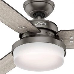 Sentinel 52 in. LED Indoor Brushed Slate Ceiling Fan with Light Kit and Universal Remote by Hunter -Hunter Sales brushed slate hunter ceiling fans with lights 59211 66 1000