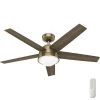 Lykke 52 in. Indoor Burnished Brass Ceiling Fan with Light Kit and Remote by Hunter -Hunter Sales burnished brass hunter ceiling fans with lights 51571 64 1000