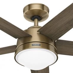 Lykke 52 in. Indoor Burnished Brass Ceiling Fan with Light Kit and Remote by Hunter -Hunter Sales burnished brass hunter ceiling fans with lights 51571 76 1000