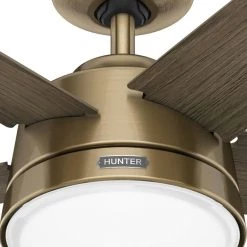 Lykke 52 in. Indoor Burnished Brass Ceiling Fan with Light Kit and Remote by Hunter -Hunter Sales burnished brass hunter ceiling fans with lights 51571 fa 1000