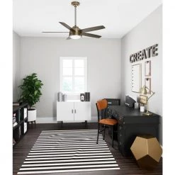 Erikson 52 in. Indoor Burnished Brass Ceiling Fan with Remote and Light Kit by Hunter -Hunter Sales burnished brass hunter ceiling fans with lights 51728 40 1000