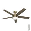 Erikson 52 in. Indoor Burnished Brass Ceiling Fan with Remote and Light Kit by Hunter -Hunter Sales burnished brass hunter ceiling fans with lights 51728 64 1000
