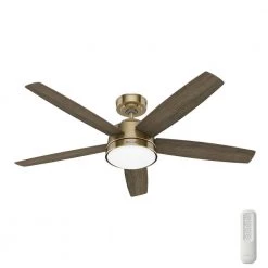 Erikson 52 in. Indoor Burnished Brass Ceiling Fan with Remote and Light Kit by Hunter