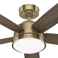 Erikson 52 in. Indoor Burnished Brass Ceiling Fan with Remote and Light Kit by Hunter -Hunter Sales burnished brass hunter ceiling fans with lights 51728 fa 1000