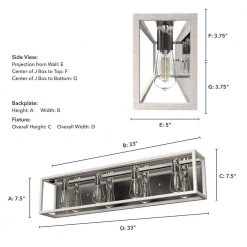 Squire Manor 33 in. 4-Light Chrome Vanity Light with Distressed White Frame by Hunter 13 Squire Manor 33 in. 4-Light Chrome Vanity Light with Distressed White Frame by Hunter -Hunter Sales chrome hunter vanity lighting 19037 1d 1000