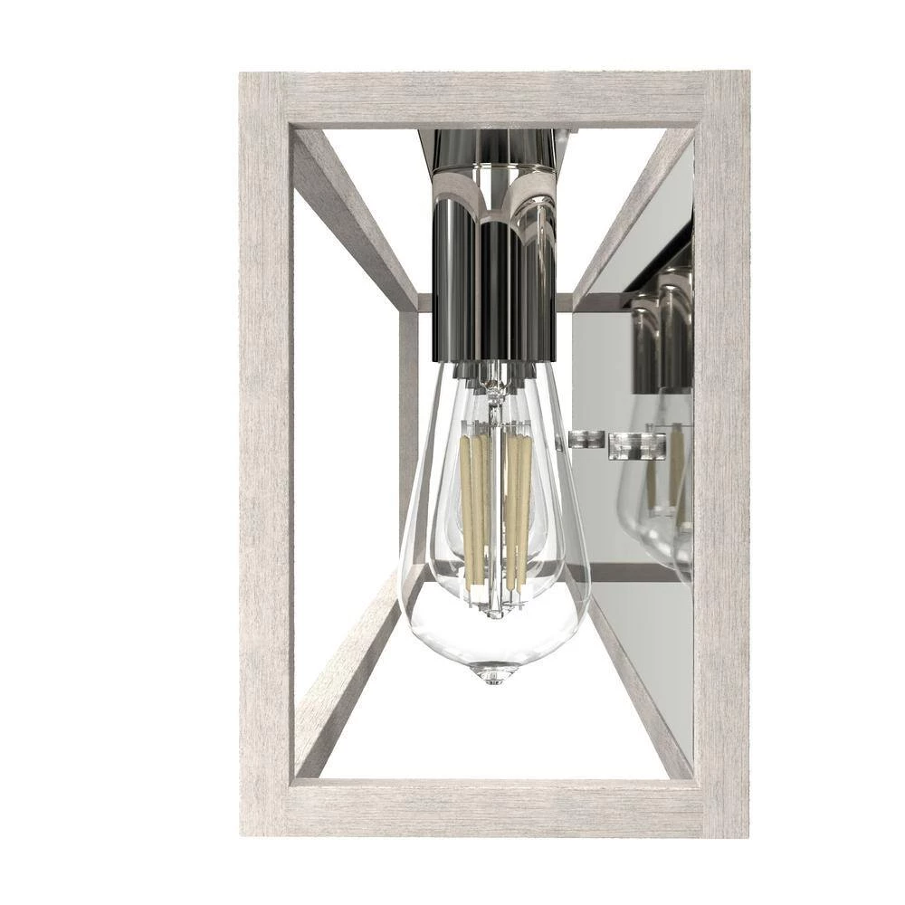 Squire Manor 33 in. 4-Light Chrome Vanity Light with Distressed White Frame by Hunter 9 Squire Manor 33 in. 4-Light Chrome Vanity Light with Distressed White Frame by Hunter - Image 7