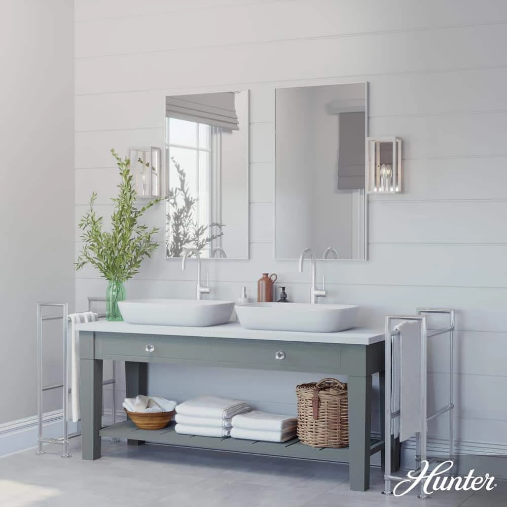 Squire Manor 1-Light Chrome Wall Sconce with Distressed White Frame by Hunter 5 Squire Manor 1-Light Chrome Wall Sconce with Distressed White Frame by Hunter - Image 3