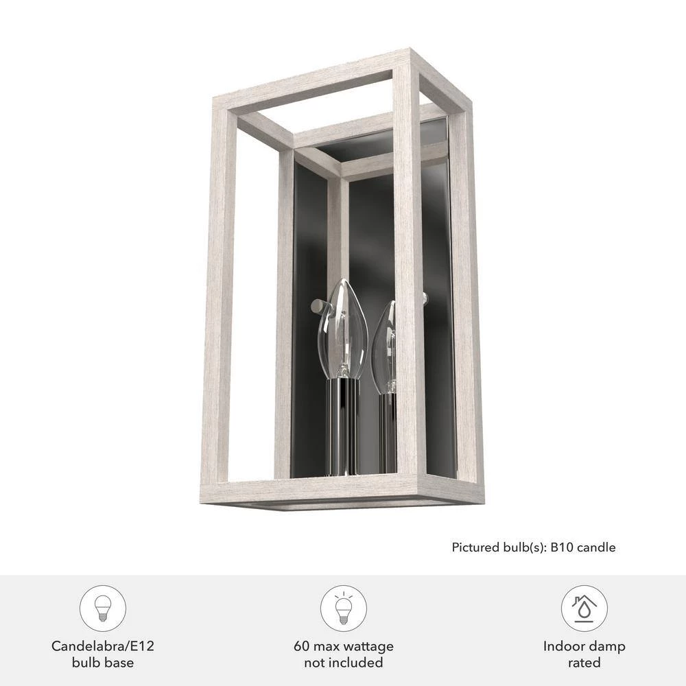 Squire Manor 1-Light Chrome Wall Sconce with Distressed White Frame by Hunter 8 Squire Manor 1-Light Chrome Wall Sconce with Distressed White Frame by Hunter - Image 6