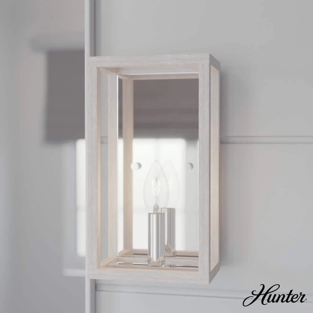 Squire Manor 1-Light Chrome Wall Sconce with Distressed White Frame by Hunter 4 Squire Manor 1-Light Chrome Wall Sconce with Distressed White Frame by Hunter - Image 2