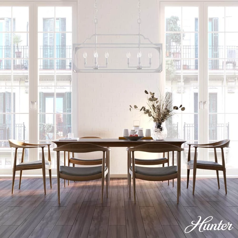 Highland Hill 8 Light Distressed White Candlestick Chandelier Kitchen Light by Hunter 5 Highland Hill 8 Light Distressed White Candlestick Chandelier Kitchen Light by Hunter - Image 3