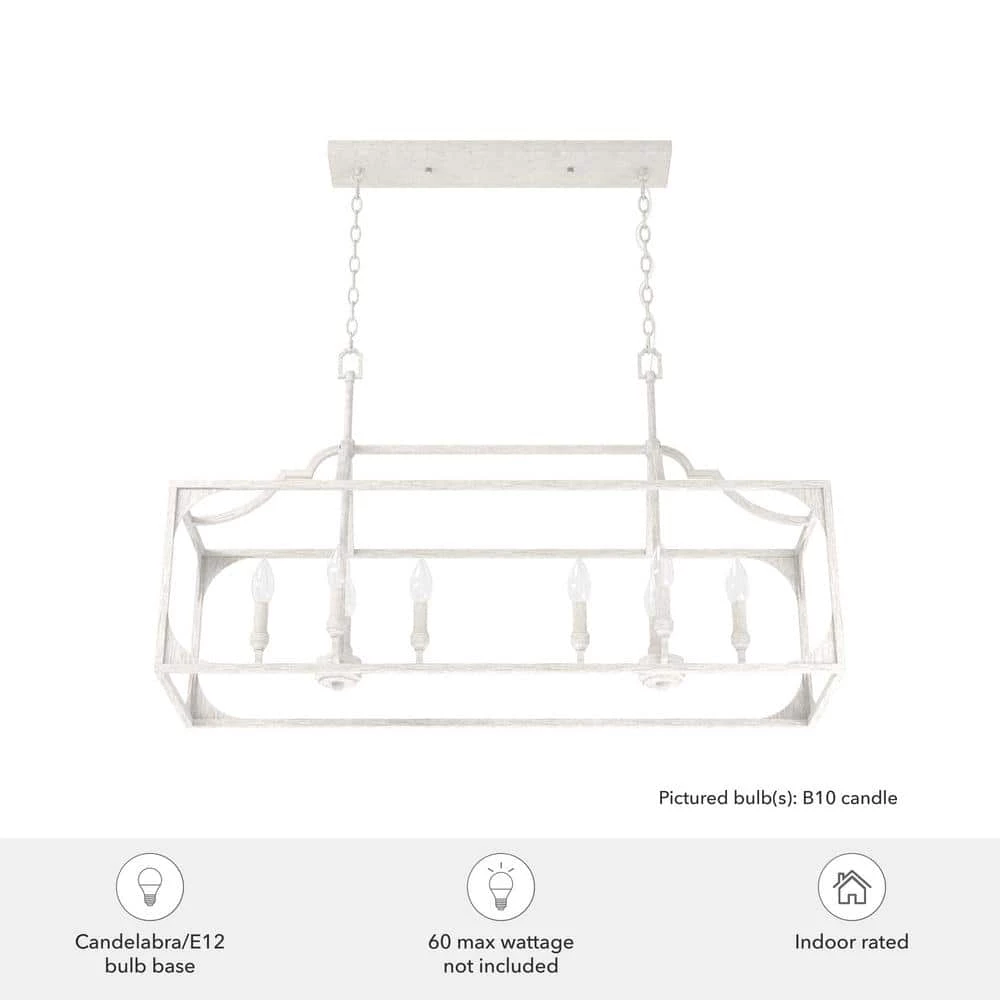 Highland Hill 8 Light Distressed White Candlestick Chandelier Kitchen Light by Hunter 8 Highland Hill 8 Light Distressed White Candlestick Chandelier Kitchen Light by Hunter - Image 6