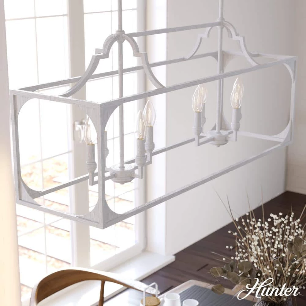 Highland Hill 8 Light Distressed White Candlestick Chandelier Kitchen Light by Hunter 4 Highland Hill 8 Light Distressed White Candlestick Chandelier Kitchen Light by Hunter - Image 2