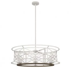 Langwood 6 Light Distressed White Candlestick Chandelier Dining Room Light by Hunter