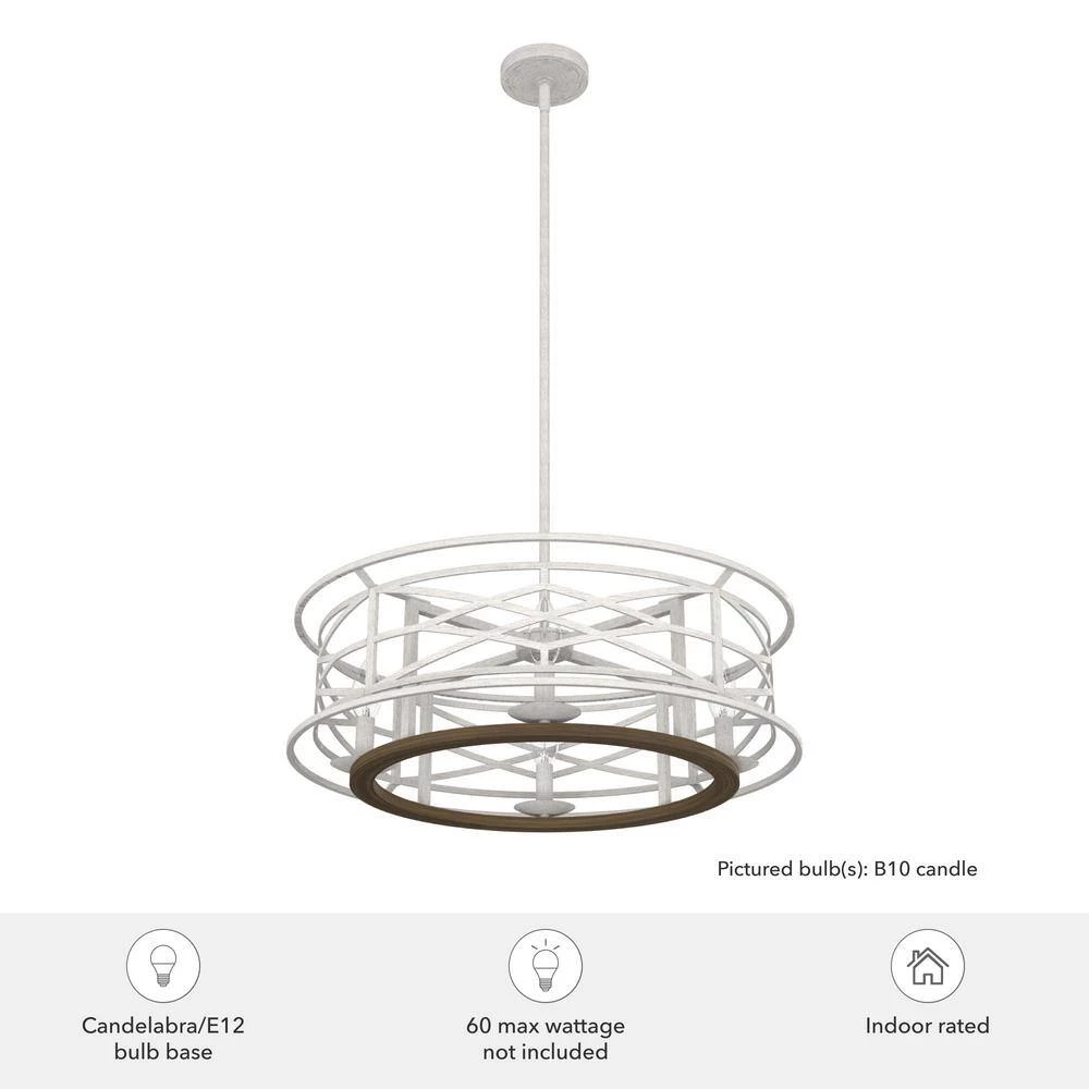 Langwood 4 Light Distressed White Candlestick Chandelier Dining Room Light by Hunter 7 Langwood 4 Light Distressed White Candlestick Chandelier Dining Room Light by Hunter - Image 5