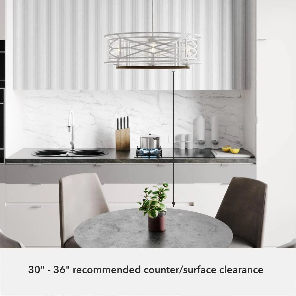 Langwood 4 Light Distressed White Candlestick Chandelier Dining Room Light by Hunter 9 Langwood 4 Light Distressed White Candlestick Chandelier Dining Room Light by Hunter - Image 7