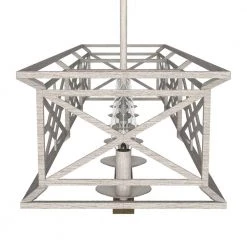 Langwood 6 Light Distressed White Basket Chandelier Kitchen Light by Hunter -Hunter Sales distressed white hunter chandeliers 19334 1d 1000