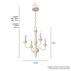 Teren 4 Light Distressed White Candlestick Chandelier Dining Room Light by Hunter -Hunter Sales distressed white hunter chandeliers 19854 66 1000