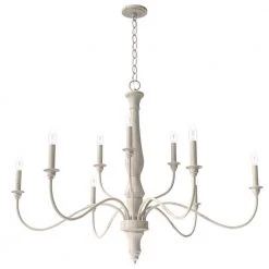 Teren 9 Light Distressed White Candlestick Chandelier Dining Room Light by Hunter