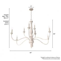 Teren 9 Light Distressed White Candlestick Chandelier Dining Room Light by Hunter -Hunter Sales distressed white hunter chandeliers 19856 66 1000