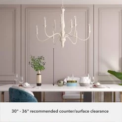 Teren 9 Light Distressed White Candlestick Chandelier Dining Room Light by Hunter -Hunter Sales distressed white hunter chandeliers 19856 77 1000