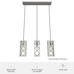 Gablecrest 3 Light Distressed White Linear Chandelier with Metal Shades Kitchen Light by Hunter -Hunter Sales distressed white hunter chandeliers 19949 1d 1000