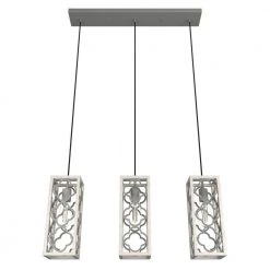 Gablecrest 3 Light Distressed White Linear Chandelier with Metal Shades Kitchen Light by Hunter -Hunter Sales distressed white hunter chandeliers 19949 4f 1000