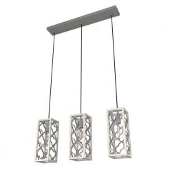Gablecrest 3 Light Distressed White Linear Chandelier with Metal Shades Kitchen Light by Hunter -Hunter Sales distressed white hunter chandeliers 19949 c3 1000