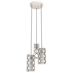 Gablecrest 3 Light Distressed White Cluster Chandelier with Metal Shades Kitchen Light by Hunter