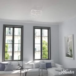 Highland Hill 16 in. 4 Light Distressed White Semi Flush Mount Bedroom Light by Hunter -Hunter Sales distressed white hunter flush mount lights 19292 40 1000