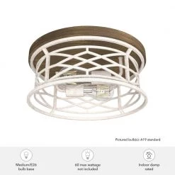 Langwood 13.25 in. 2 Light Distressed White Flush Mount Bathroom Light by Hunter -Hunter Sales distressed white hunter flush mount lights 19338 1d 1000